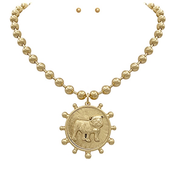 Bulldog Coin Necklace Set - Picture 1 of 2